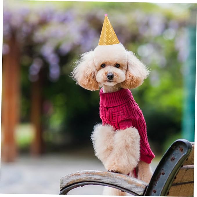 OUNONA Dog Birthday Bandana and Party Hat Set with Bib 10pcs Pet Birthday Supplies Kit for Dogs Adjustable Fabric Hats and Cotton Bib for Celebration Random Color