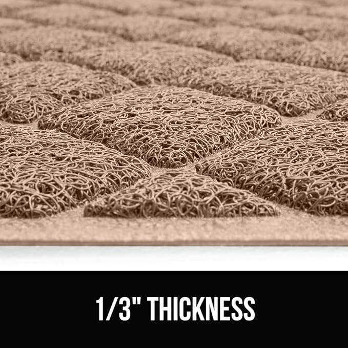 GORILLA GRIP Cat Litter Box Mat, 47x35, Water Resistant, US Designed Kitty Litter Trapping Mats, Easy to Clean, Scatter Control, Less Mess and Clean Floors, Kitten Supplies for Indoor Cats, Beige