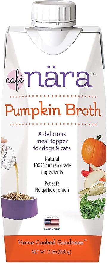 Café Nara Grain-Free Pumpkin Broth Wet Food Topper for Dogs & Cats - 100% Natural, Healthy Hydration - 1.1 lbs (Pack of 12)