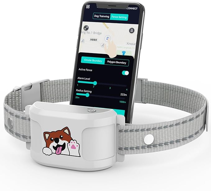 GPS Dog Collar with Wireless Electronic Boundary & Training – No Subscription Needed,Smart Waterproof trainable Fence, App-Controlled Safe Zone, Outdoor Fence for Pets System