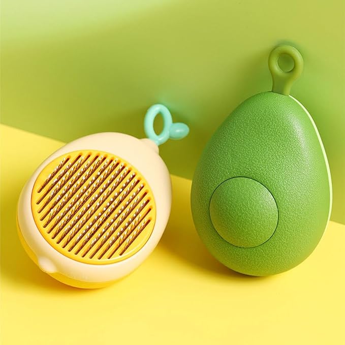 Cat Brush, Fruit Shape Pet Massage Brush Cat Grooming Brush with Release Button for Cats Small Dogs Rabbits Removes Tangles Loose Fur