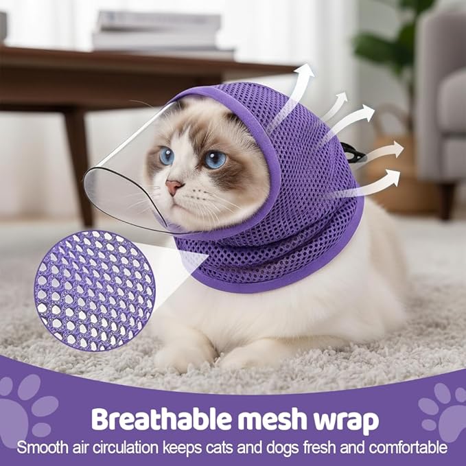 MiOYOOW Cat Muzzle, Breathable Anti-Bite Kitten Head Cover Anti Licking Cat Face Covers for Cats Grooming Nail Trimming Bathing
