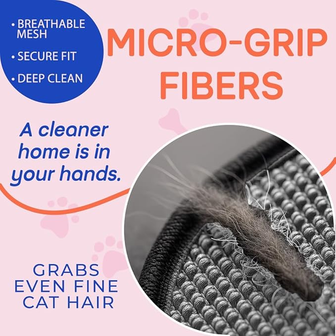 Pet Grooming Gloves 2-Pack, Double-Sided Deshedding & Bathing Gloves for Dogs & Cats, Reusable Hair Remover for Brushing, Washing & Daily Grooming, Works on All Coat Types
