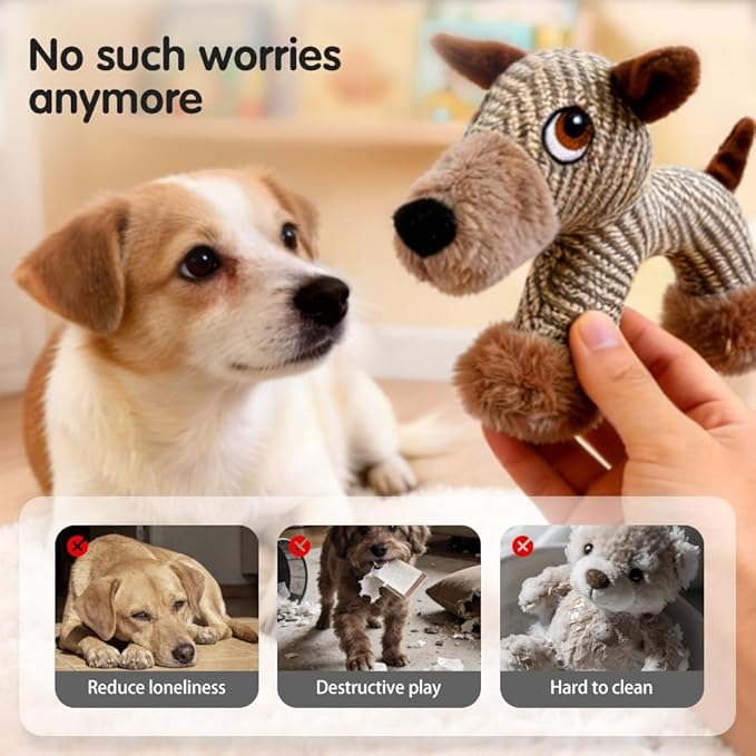 Linen Safari Companions Dog Toys, Durable Linen Dog Toy with Squeaker for Small Medium Large Dogs, Chew Resistant Animal Shaped Toys for Aggressive Chewers Puppy Anxiety Relief (Monkey)