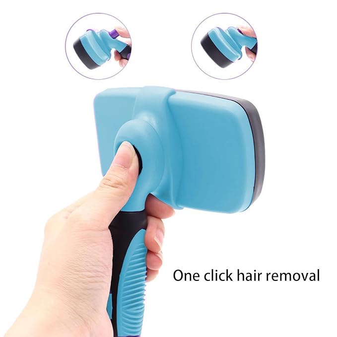 Self Cleaning Shedding Cat Brush - Skin Friendly Hair Removal And Grooming Tool Suitable For Cats And Dogs, Pet Hair Removal Tool Suitable For Shedding & Haired Pets(Sky blue,Large)