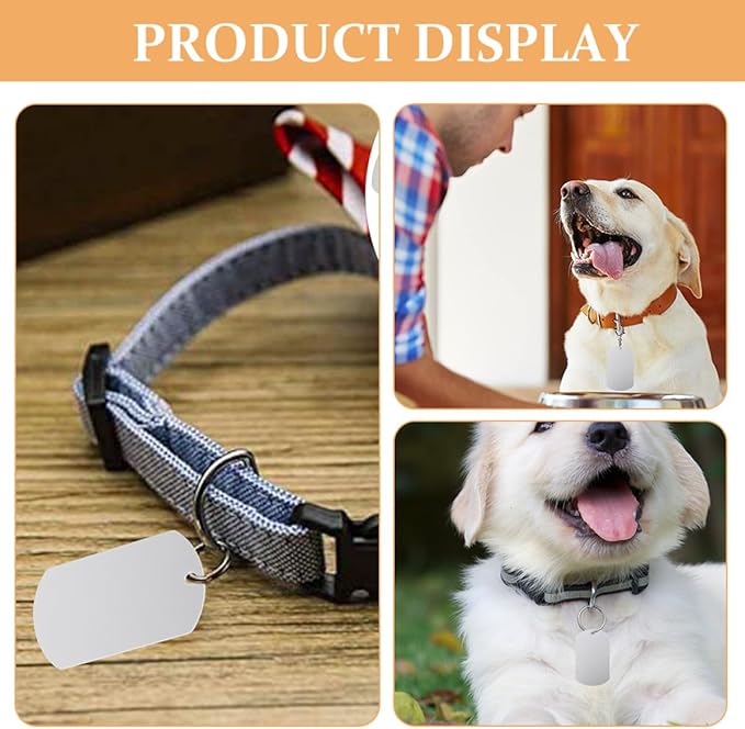 30pcs Blank Aluminum Dog Tags Pet Id Tags Silver 50x30mm Sturdy for Dogs Puppies Livestock Identification in Pet Supplies
