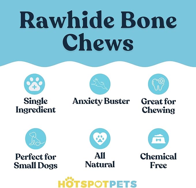 hotspot pets 4–5 Inch Rawhide Dog Bones (10 Pack) – USDA Certified Facility, from Grass-Fed Brazilian Cows, Supports Dental Health & Good Behavior