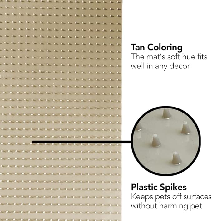 RESILIA Furniture Protector Pet Deterrent Tiles - Pet-Free Training Mat, for Cats, Dogs, Rabbits, Indoor and Outdoor Use, Beige Color, 21 Inches x 19 Inches, 8 Pack