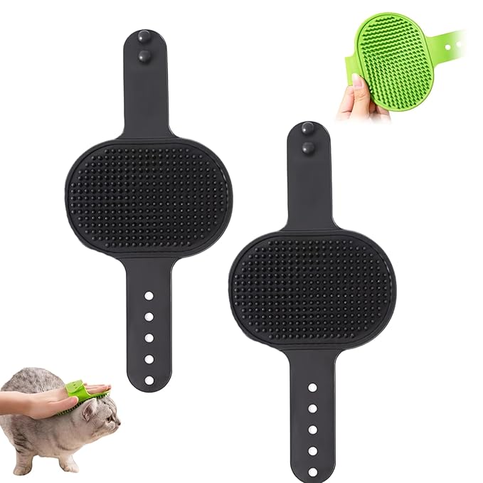 Silicone Grooming Strap Pad for Cats, Silicone Grooming Strap Pad 2-in-1self Groomer for Kitten,Bathing Brush,Scratching Board Pet Supplies for Cats Tree Furniture Sofa Chair Legs (2pcs Black)