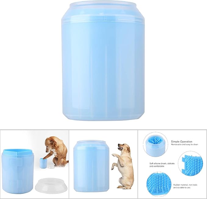 Portable Pet Paws Cleanseing Cup, Multifunctional Grooming Tool for Cats and Dogs, Rubber Silicunique, Easy to Cleanse and Use (Blue)
