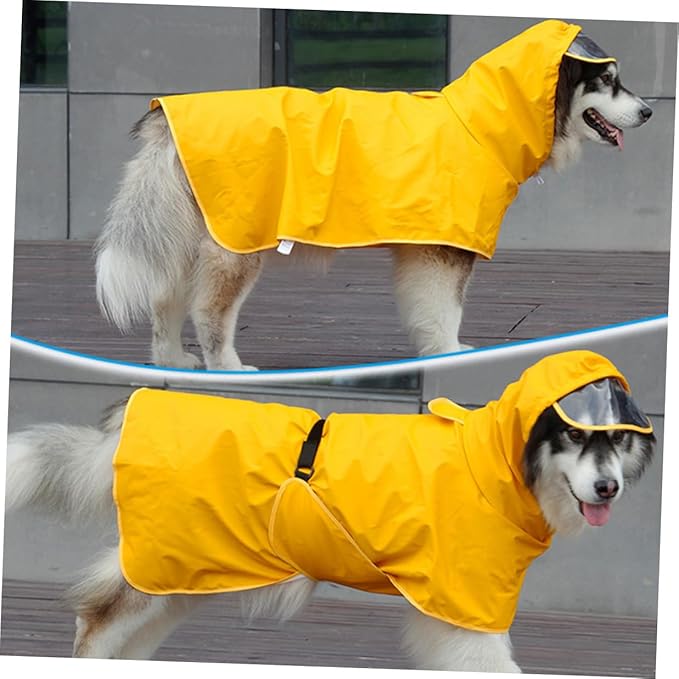 Uonlytech Waterproof Dog Raincoat Hooded Pet Rain Jacket Pu Leather Medium Outdoor Dog Rainwear for Pet Supplies