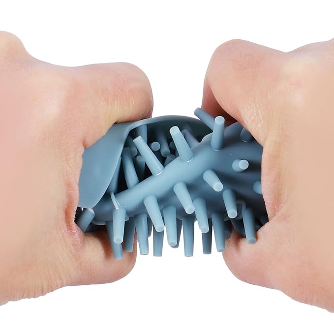 Silicone Cat Grooming Brush with Massage Combs, Blue M Size, Corner Self Groomer for Indoor Cats, Dual Wet and Dry Use, Hair Removal Pet Care Tool