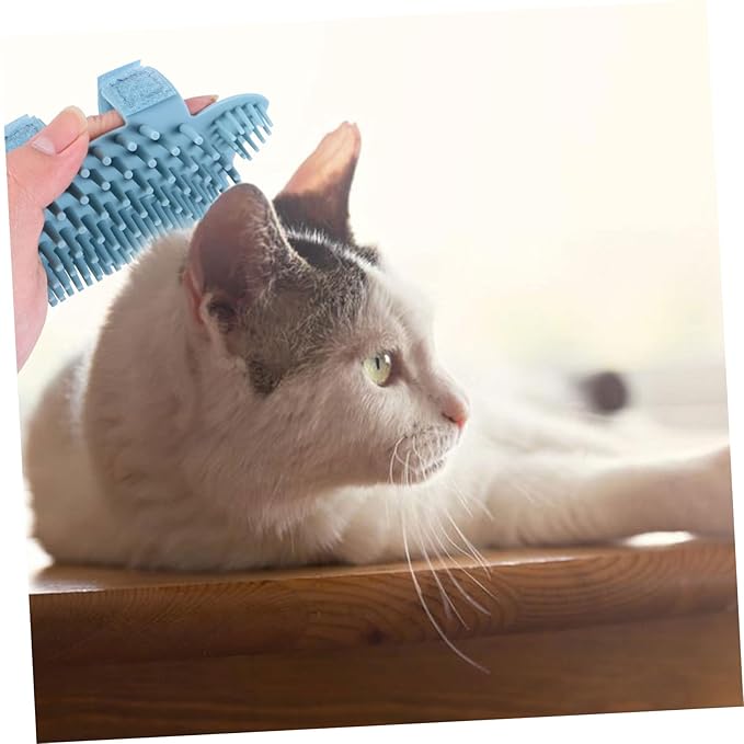 Toyvian Silicone Cat Massage Comb Grooming Brush for Corners Mild Friction Design for Gentle Massaging Easy to Soft Bristles for for Loose Hair Removal