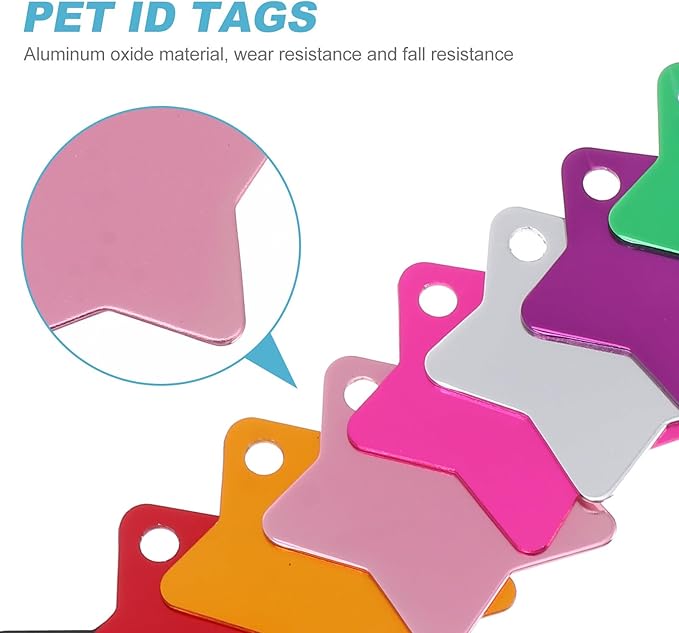 10pcs Star-Shaped Metal Pet Id Tags Address Tags Hanging Collar Charms for Dogs and Cats Multi-Color Pet Supplies Prevent Loss Random Color
