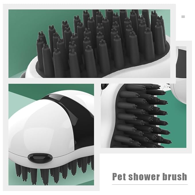 Pet Bath Brush Dog Bath Brush with Panda Design Soft Rubber Bristles for Puppy and Cat Bathing Supplies