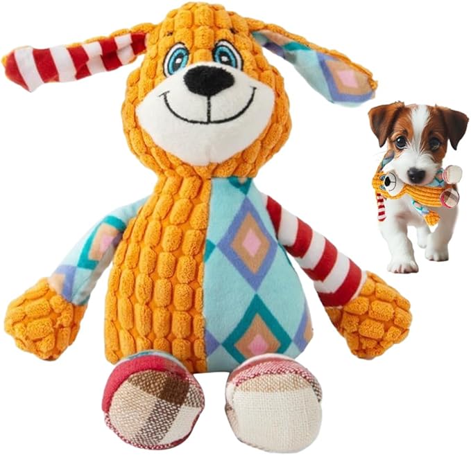 Dog Plush Toys for Aggressive Chewers Indestructible Dog Toy, Squeaky Plush Toy for Small Medium Large Dogs, Indoor Play Durable Chew Toy o Keep Them Busy (Puppy)