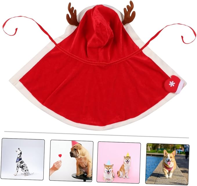 Abaodam Christmas Pet Cloak Dog Clothes Fleece Hooded Cape XL Winter Costume for Dogs Holiday Pet Supplies