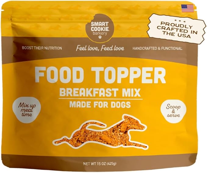 Smart Cookie Natural Dog Food Topper - Breakfast - Egg Dog Meal Mixers for All Ages - Food Topper for Picky Eaters and Boosting Nutrition - Non GMO, Made in The USA - 15 oz Bag (30 Day Supply)