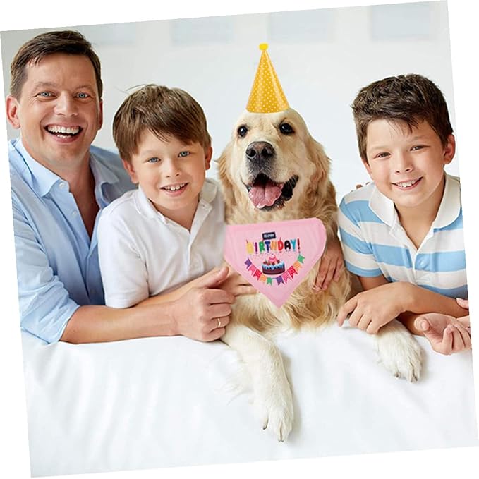 FRCOLOR Dog Birthday Hat and Bib Set, 9 Party Hats with 1 Saliva-Absorbent Bandana, Pet Birthday Decoration Supplies for Small to Medium Dogs Random Color
