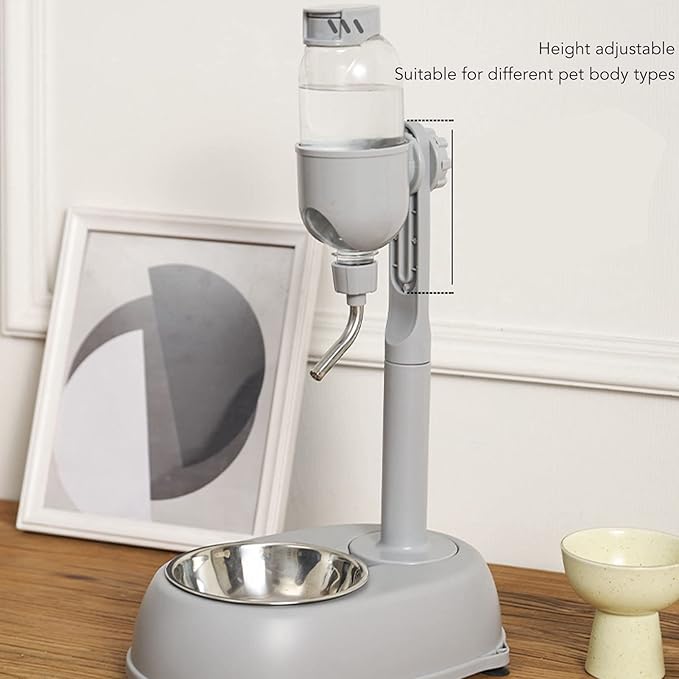 Pet Standing Water Dispenser Bowl, Cat Dog Standing Bowl, 500ml Multifunctional Detachable Height Pet Automatic Standing Water Feeder