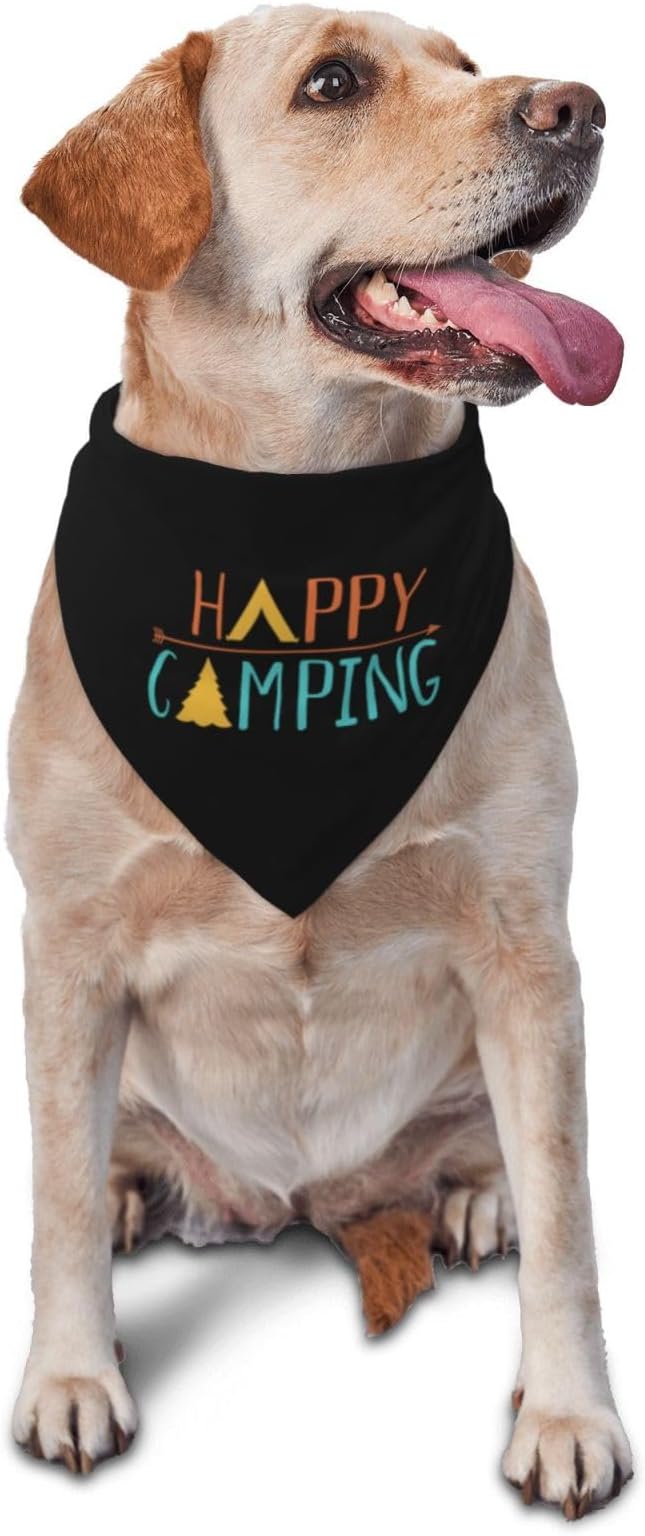 Happy Camper Summer Dog Bandana，Adorable Puppy Accessory for The avid Camper ，Pet Neckerchief for Pets Daily Wear Photo Prop Party Supplies,Funny Cute Dog Bandana (Colored)