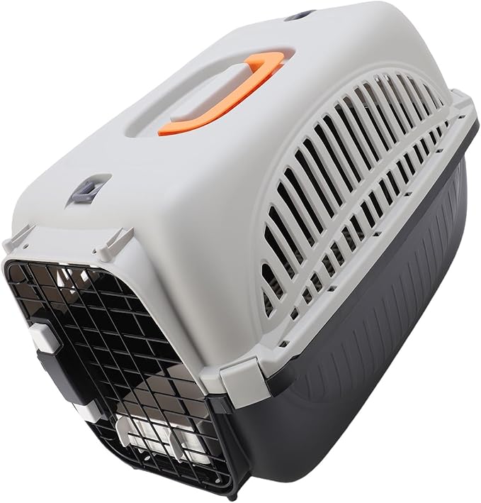 AYNEFY Dog Travel Supplies Easy to Assemble Portable Dog Carrier with Ample Space and Excellent Ventilation for Outdoor Travel and Vet Visits Plastic Pet Carrier (Black)
