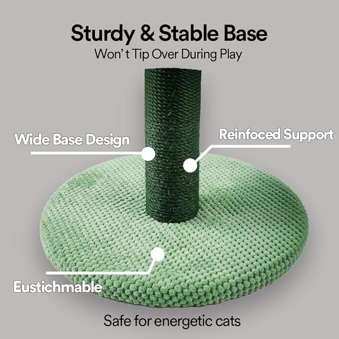 ZEZE Desert Cactus Woven Rope Cat Scratcher – 25-in Sisal Climbing Post with Plush Base, Durable Cat Furniture for Scratching, Stretching & Play