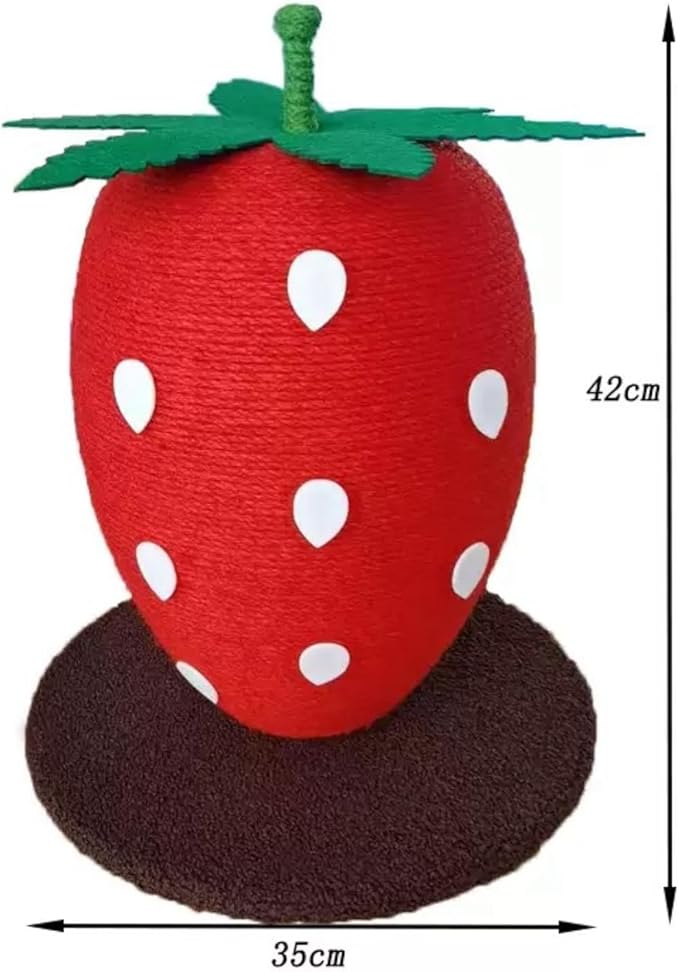 Strawberry Cat Scratching Post – Decorative Vertical Sisal Ball – Artistic Mushroom Style Cat Furniture for Kittens and Small Cats