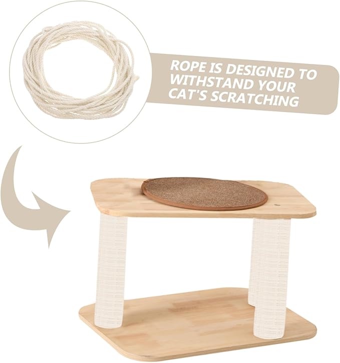Mikikit Cat Tree Natural Sisal Rope Cat Climbing Tower Multi-Platform Design and Scratching Post Rope Sisal Twine