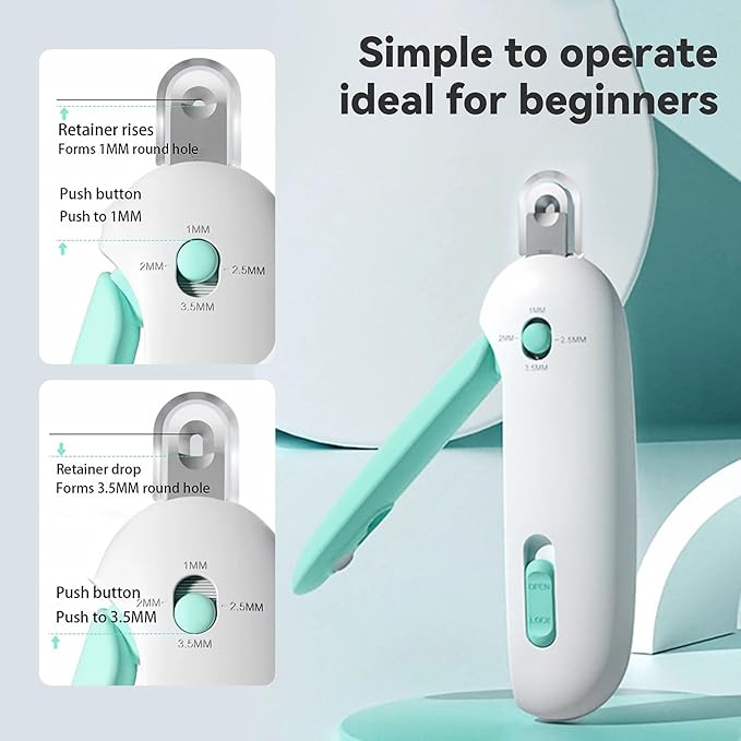 Adjustable Cat Nail Clippers with Security Guard,All-in-One Trimmer & Grooming Supplies for Kittens to Large Cats,Includes Nail File and Storage Container(Green)