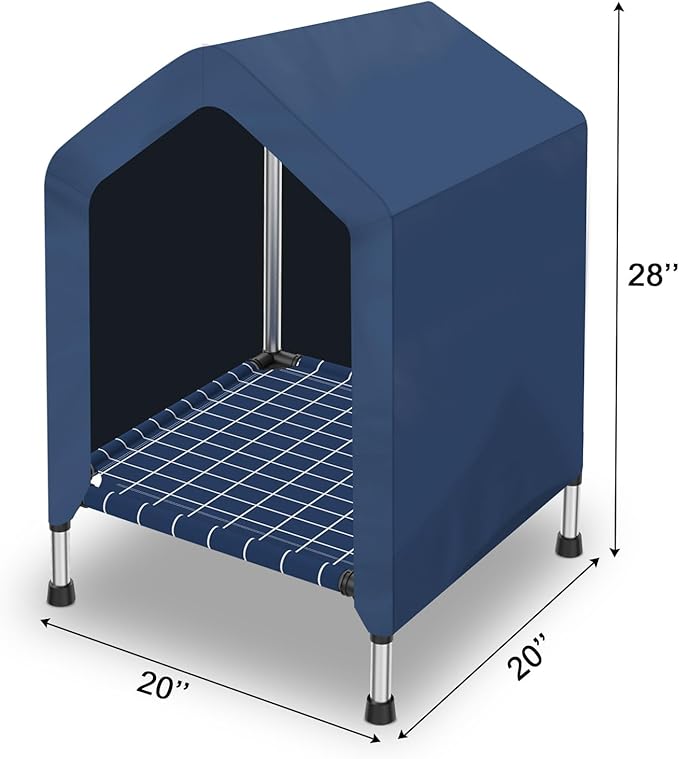 2 in 1 Elevated Dog House - Rainproof Dog Tent Cat House, Dog Sunshade Tent, Pet House - Ventilated Elevated Floor, Raised Pet Shelter for Small