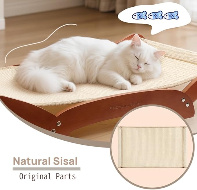 Upgraded Extra-Large Cat Scratcher Bed, Sisal Cat Scratchers Lounger for Indoor Cats Hammock Stand, Durable & Sturdy Scratch Pad Natural Sisal Cats Scratching Post (sisal)