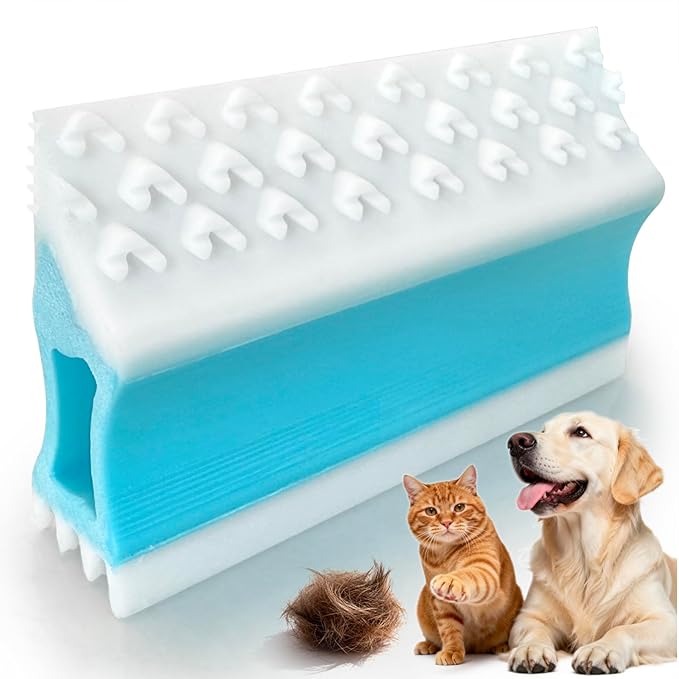 Upgraded 4-ni-1 Brush Pet Hair Remover & Detailing Tools | Reusable Fur Remover for Car Interior, Carpet, Bedding,Couch & Pet Furniture (M (5 Inch))