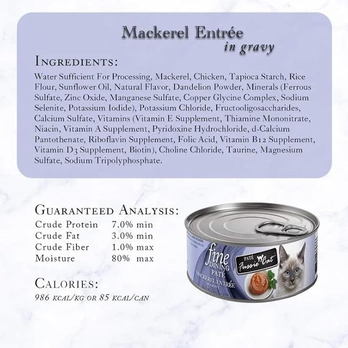 Felicia's Fabulous Finds Fine Dining Pate Wet Cat Food in 4 Flavor: 3 Tuna with Shrimp, 3 Mackerel, 3 Sardine & 3 Oceanfish with Salmon (12 Cans Total, 2.82 Ounces Each) Plus Silicone Lid