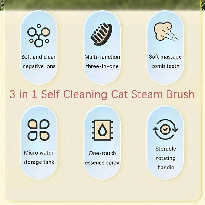 Pet Spritz Cat Defur Comb for Cats Dogs, 3-in-1 Self Cleaning Silicone Cat Steam Brush, Silicone Bristle Head 360° Rotating Pet Steam Brush (Purple)
