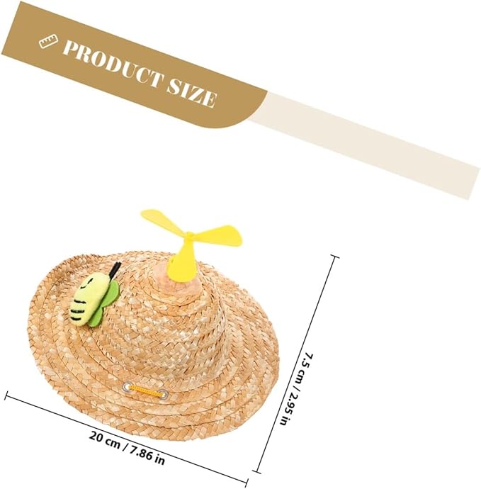 Homoyoyo Pet Straw Hat with Woven Helicopter Decor, Cute Photo Prop for Dogs, Size L, Lightweight Breathable Pet Supplies for Outdoor and Home Use