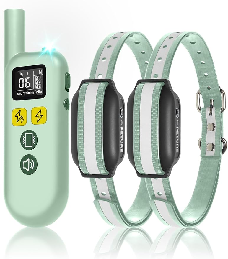 Shock Collar for 2 Dogs, 3300Ft 4 in 1 Dog Training Collar with Beep, Vibration, Shock & Double Shock Modes, IPX7 Waterproof 2 Training Collar with Remote for All Medium Large Dogs (7-120lbs)