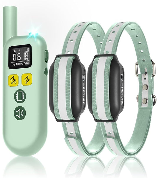 Shock Collar for 2 Dogs, 3300Ft 4 in 1 Dog Training Collar with Beep, Vibration, Shock & Double Shock Modes, IPX7 Waterproof 2 Training Collar with Remote for All Medium Large Dogs (7-120lbs)