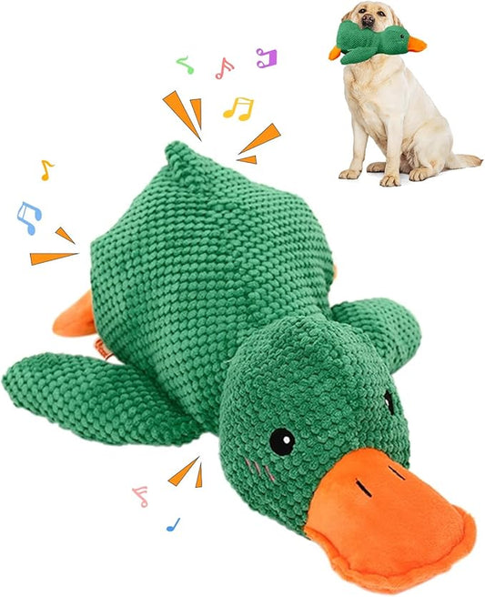 Mellow Calming Duck Dog Toy, 2026 Upgrade Calming Duck Toy for Dog, Interactive Toy with Quack Sound, Soft Plush Stuffed Calming Duck Pillow for Puppy Keep Busy (Green)