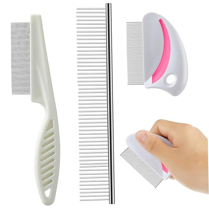 Hemoton 3pcs Stainless Pet Grooming Comb Kit Combs for Cats Dogs Dematting Tools Safe for Skin Easy to Clean