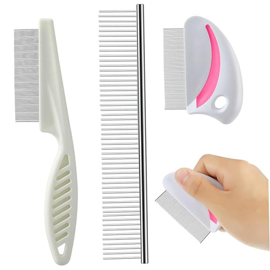 Hemoton 3pcs Stainless Pet Grooming Comb Kit Combs for Cats Dogs Dematting Tools Safe for Skin Easy to Clean