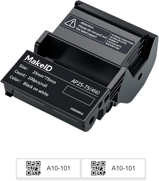 MakeID EP53 Labels, All-Weather PET Label Tape with Ribbon Cartridge for Indoor/Outdoor ID and Equipment Labeling - for EP53 Portable Industrial Label Maker