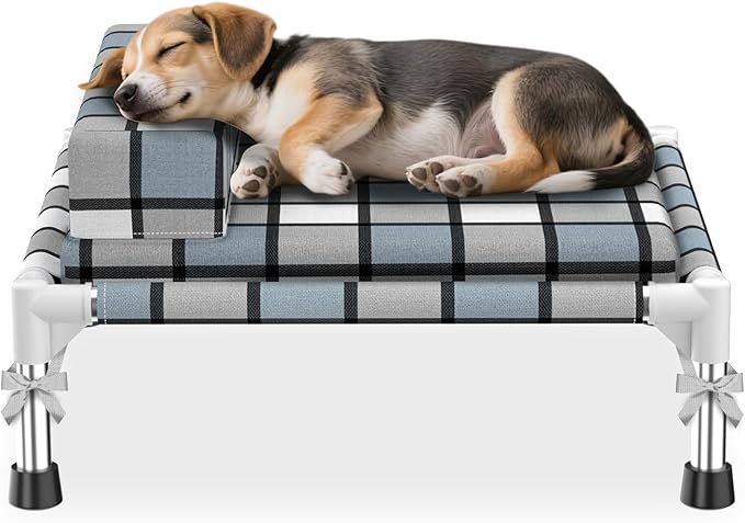Elevated Raised Lifted Dog Bed Elevated Dogs Bed with Bolster & Cushion Mat Raised Pet Couch Bed with Pillow for Indoor Outdoor