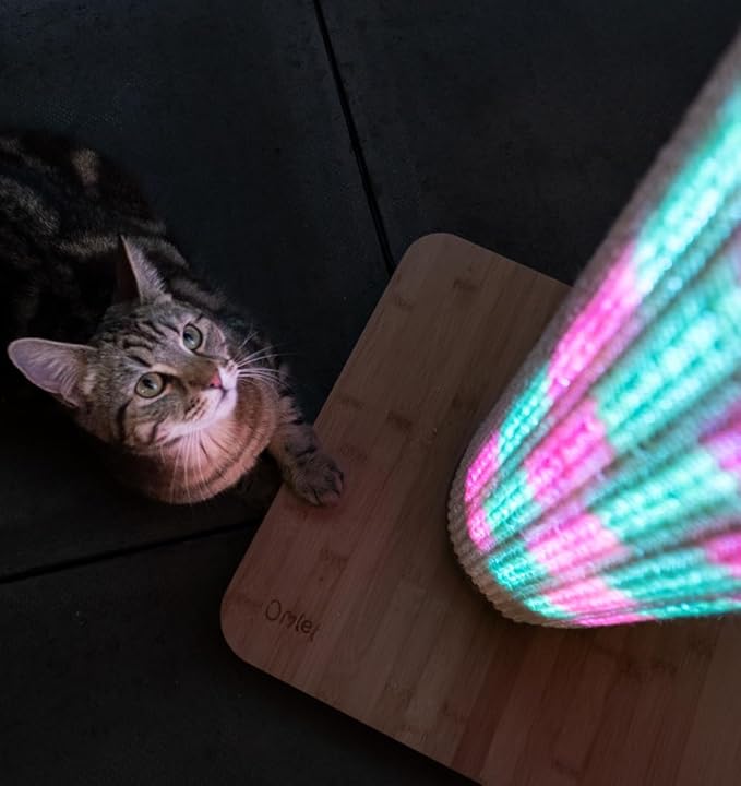 Omlet Switch LED Cat Scratching Post | Sustainable & Extra Tall 33” Cat Scratcher | Boredom Buster for Indoor Cats | Over 1200 Irresistible Light Modes | Bamboo Base and Sisal (Coffee)