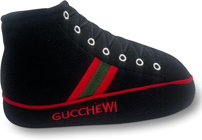 Dog Diggin Designs Gucchewi Plush Dog Toy Sneaker | Luxury-Inspired Parody Designer Bone with Squeaker, Soft Plush Chew & Play Dog Toy – Prêt-à-Porter Play!
