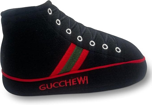 Dog Diggin Designs Gucchewi Plush Dog Toy Sneaker | Luxury-Inspired Parody Designer Bone with Squeaker, Soft Plush Chew & Play Dog Toy – Prêt-à-Porter Play!