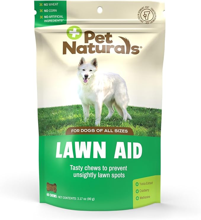 Pet Naturals Lawn Aid Dog Urine Neutralizer for Lawn - 60 Chicken-Flavored Chews - Healthy Dog Treats for PH Balance in Urine Maintain Green Grass and Support Bladder & Urinary Tract Healthâ€‹