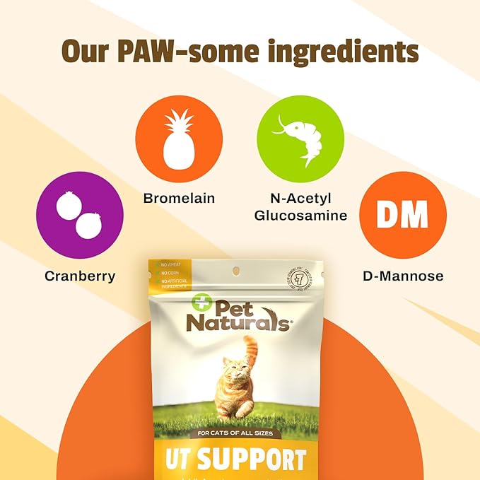 Pet Naturals UT Support Urinary Tract Supplement for Cats, 60 Chews