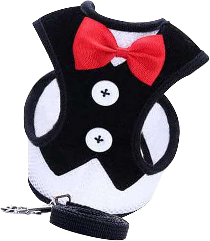Dog Harness Leash, Breathable Fabric Bow Tie Harness Set, Colorful Sturdy, for Medium Large Dogs Walking Pet Supplies (L)