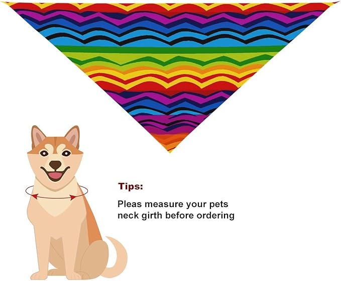 Dog Bandana Spring Pet Scarf Adjustable Triangle Gay Pride Rainbow Pattern1 Printing Dog Bib Washable Polyester Puppy Bandana for Small Medium Large Dogs Cat Birthday Party Supplies